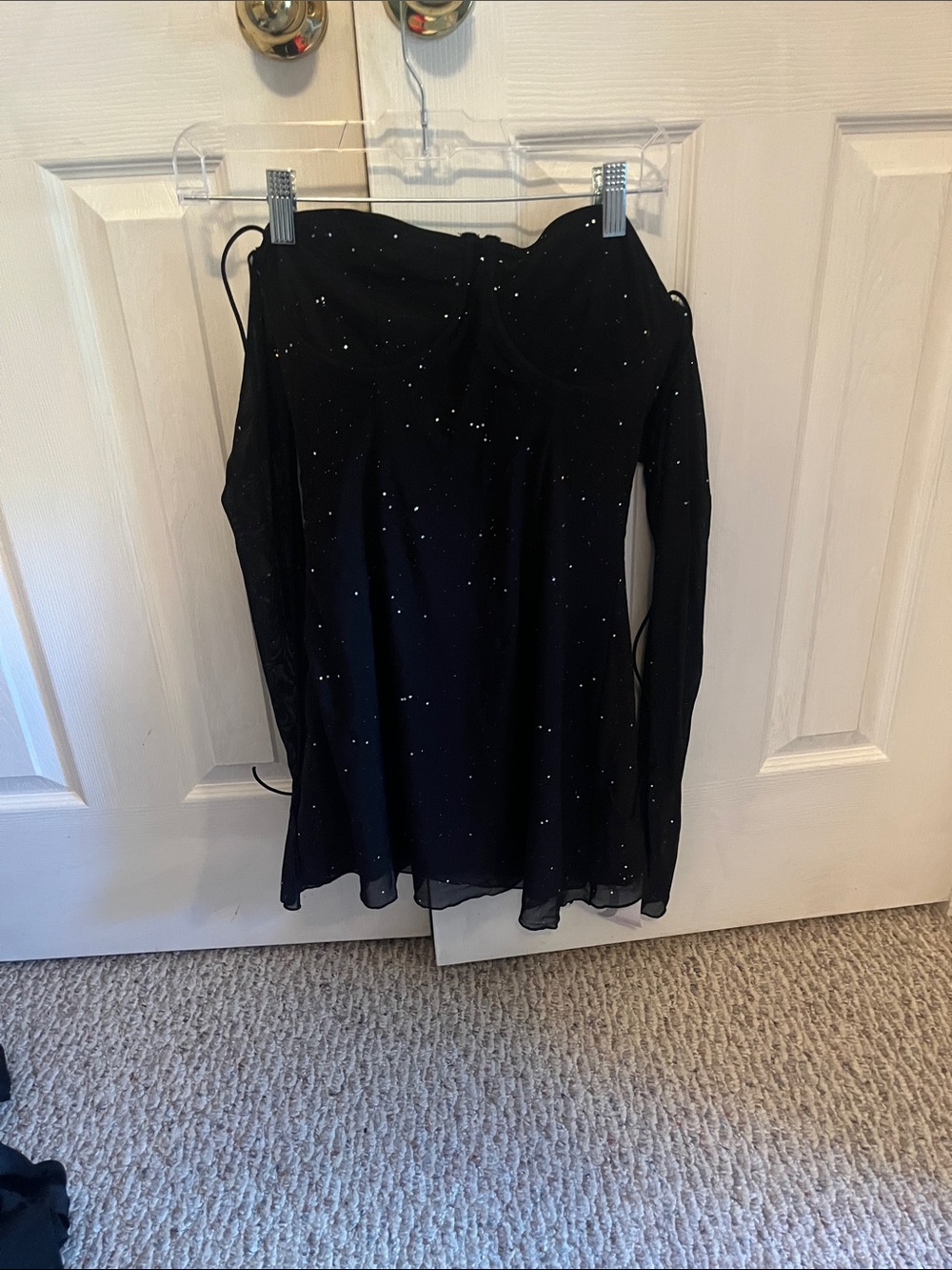 Black Sparkle Off-Shoulder Party Dress
